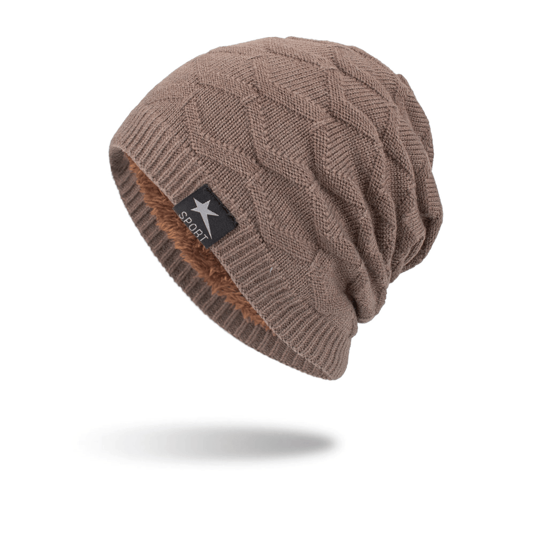 Men'S Knitted Woolen Thick Warm Toe Cap Sports Cap