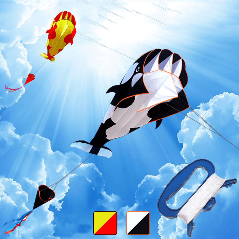 Outdoor 3D Large Kite Whale Software Beach Kite Cartoon Animal Kites Single Line Frameless Huge with Handle Gift for Kids Adult Family