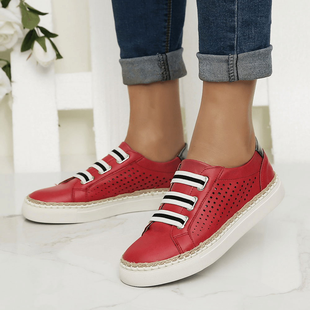 Women Casual Hand Weave Hollow Out Breathable Loafers