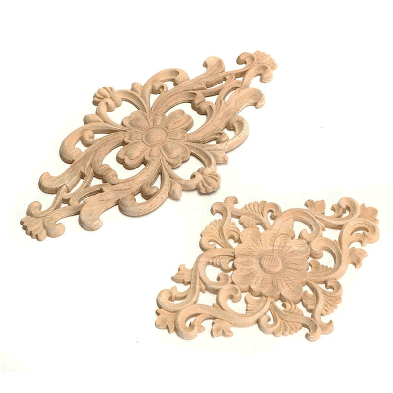 Unpainted Wood Oak Carved Onlay Applique Furniture Home Decor 21X11Cm/28X15Cm