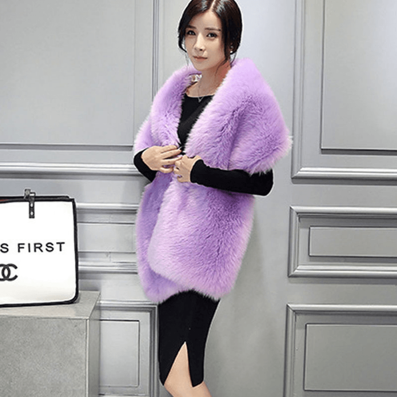 Fashion Lady Faux Fox Fur Collar Scarf Shawl