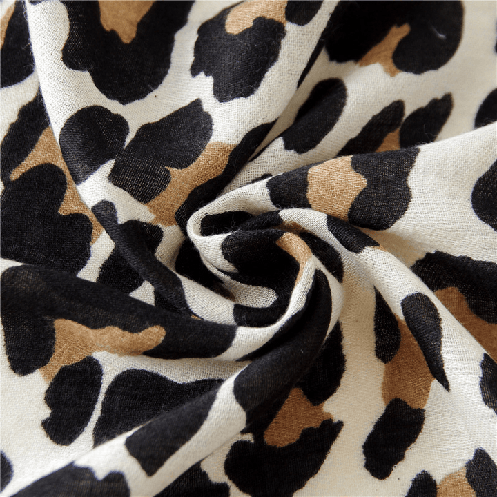 Leopard Print Cotton and Linen Silk Scarf Dual-Use Shawl