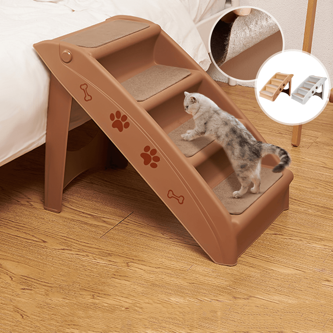 4 Steps Stairs for Small Dog Cat Dog House Pet Ramp Ladder Anti-Slip Removable Dogs Bed Pet Folding Stairs