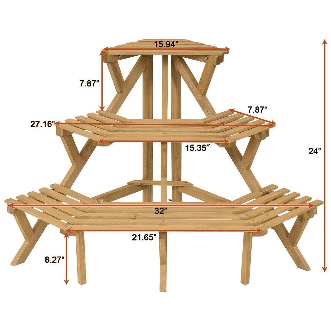 3/4 Tiers Wood Corner Flower Rack Plant Stand Shelves Display Shelf Pot Holder - MRSLM