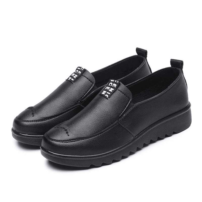 Women Flat Casual Breathable Shoes Leather Slip on Loafers