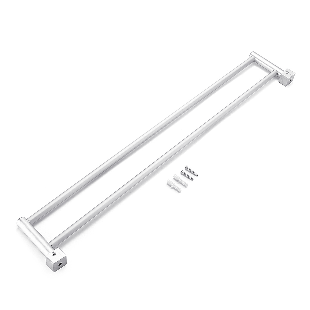 Bathroom Double Towel Rail Rack 2 Bar Space Aluminum Hanger Wall Mounted Towel Shelf Bath Rails Bars Holder