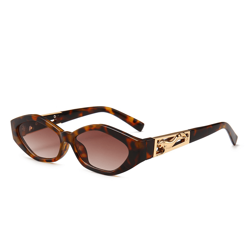 Unisex Angular Cat Eye Sunglasses Legs Jumping Cheetah Gold Decorative Sunglasses - MRSLM