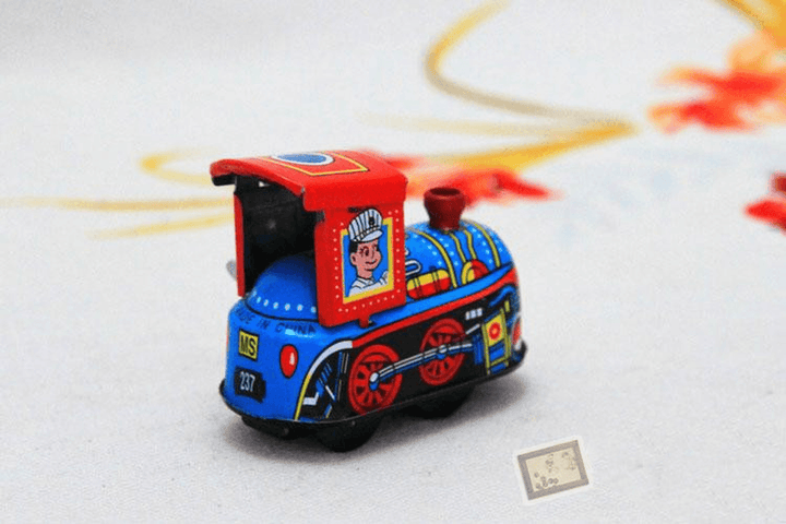 Nostalgic Classic Tradition Childhood Childhood Memories Retro Iron Clockwork Small Locomotive Fire Truck Toy