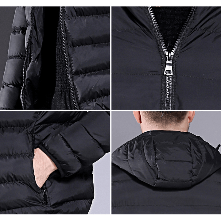 Mens Winter Hooded Windproof Warm Insulated Padded Jacket