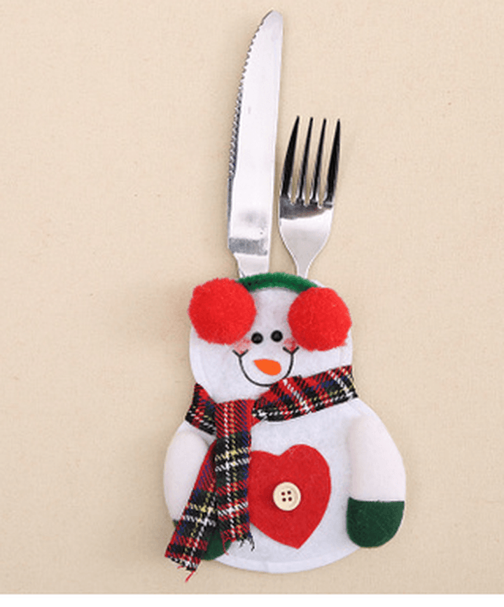 6PCS Christmas Santa Claus Tableware Holder Pocket Xmas Dinner Cutlery Bag Decor - MRSLM