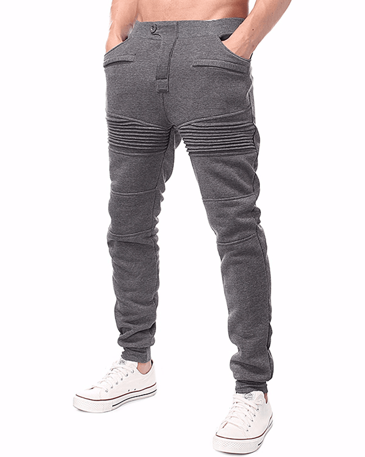 Mens Sports Drawstring Solid Color Trousers