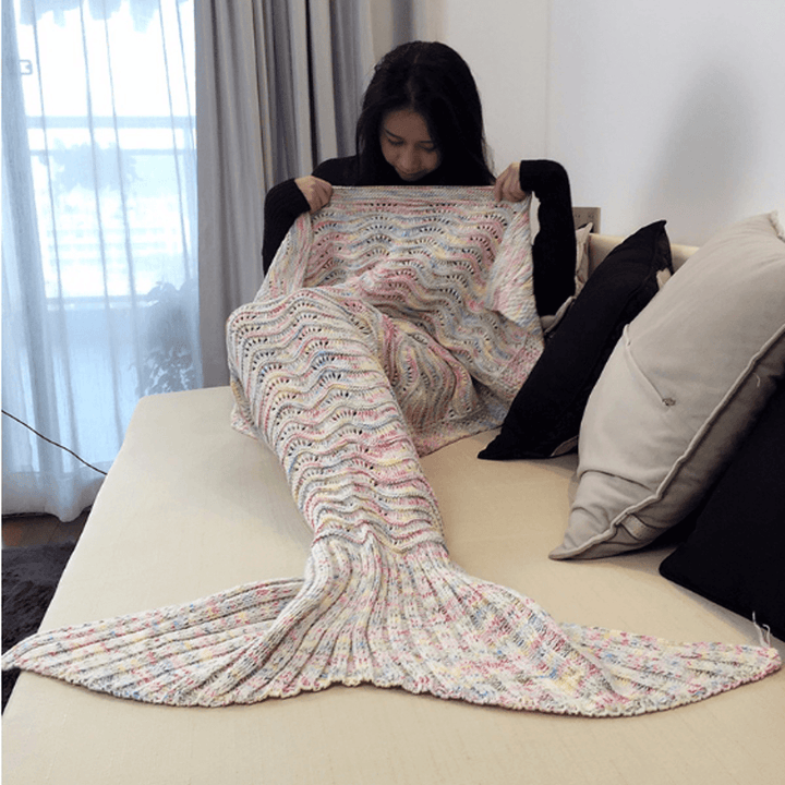 180Cm Super Soft Crocheted Mermaid Tail Blanket Knitting Kids&Adult Sofa Sleeping Bag