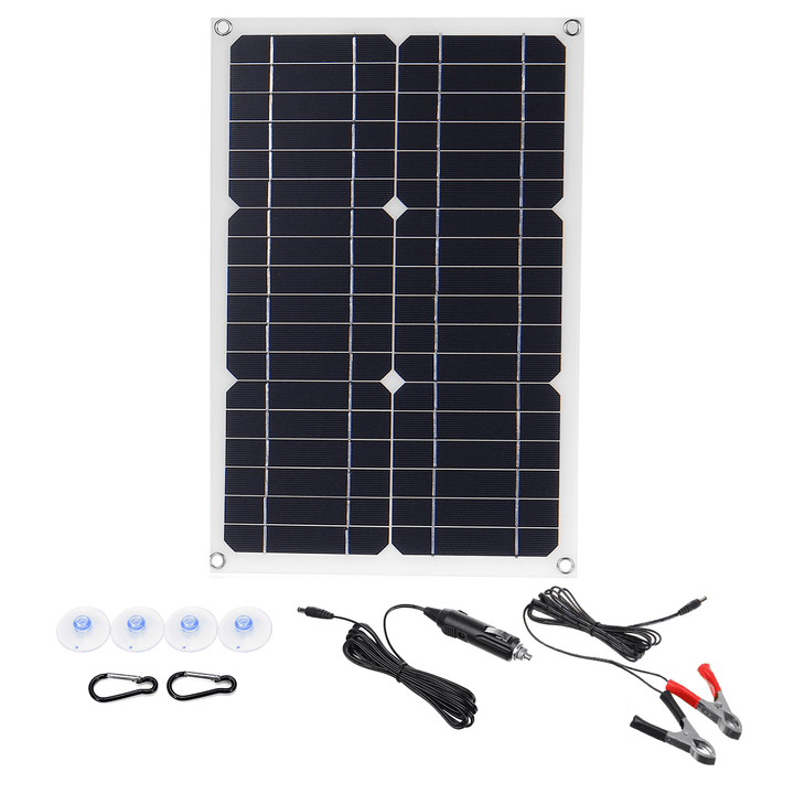 50W 18V Mono Solar Panel Dual USB 12V/5V DC Monocrystalline Flexible Solar Charger for Car RV Boat Battery Charger Waterproof