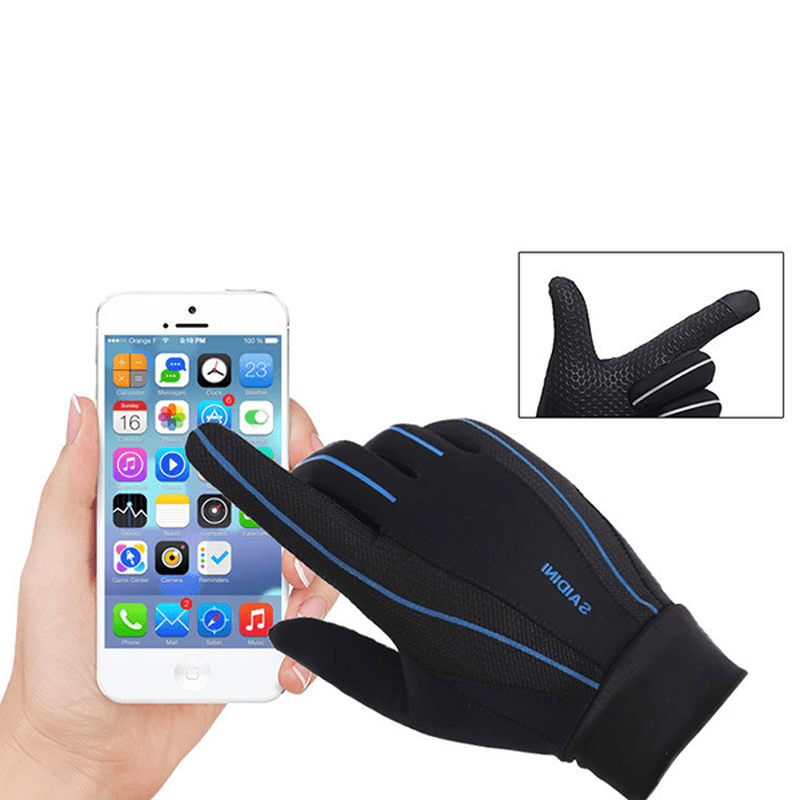 Mens Silicone Riding Non-Slip Touch Screen Gloves Thicken Windproof Full Finger Glove