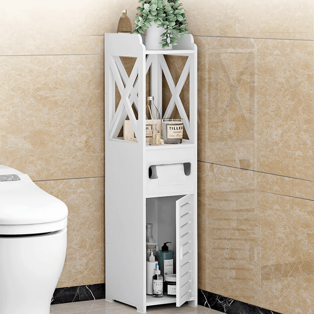 Bathroom Toilet Cabinet Storage Cupboard Rack Tissue Organizer Shelf