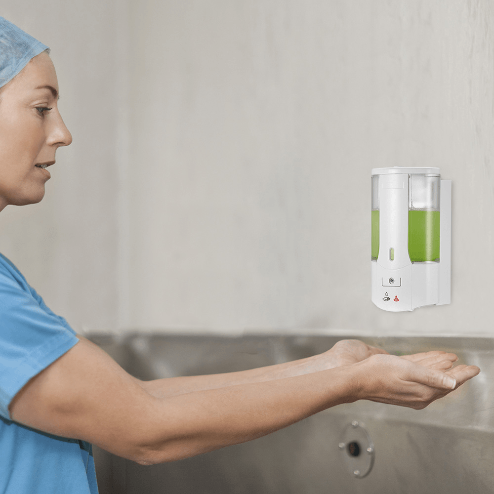 400ML Wall Mounted Automatic Soap Dispenser Hand Sanitizer Dispenser Smart IR Sensor Touchless Detergent Liquid Soap Dispenser for Kitchen Bathroom Hospital