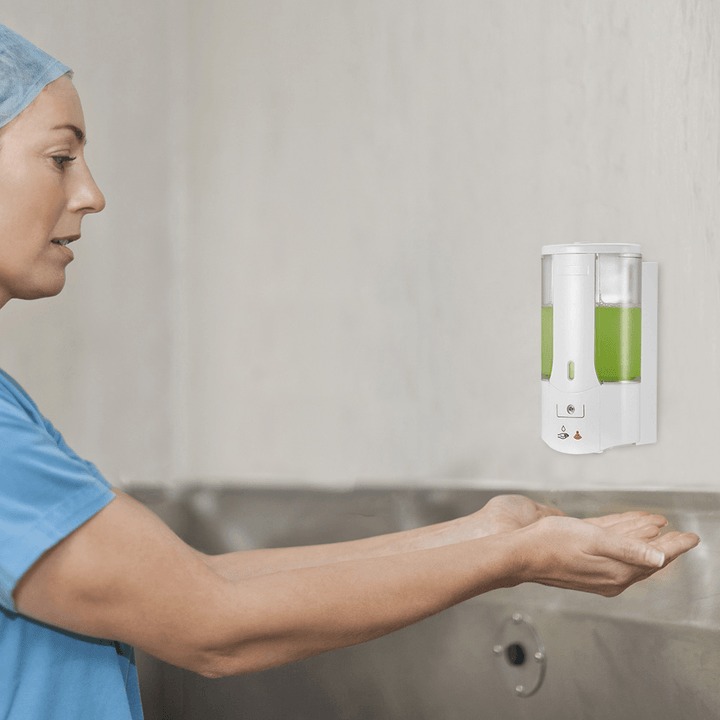 400ML Wall Mounted Automatic Soap Dispenser Hand Sanitizer Dispenser Smart IR Sensor Touchless Detergent Liquid Soap Dispenser for Kitchen Bathroom Hospital