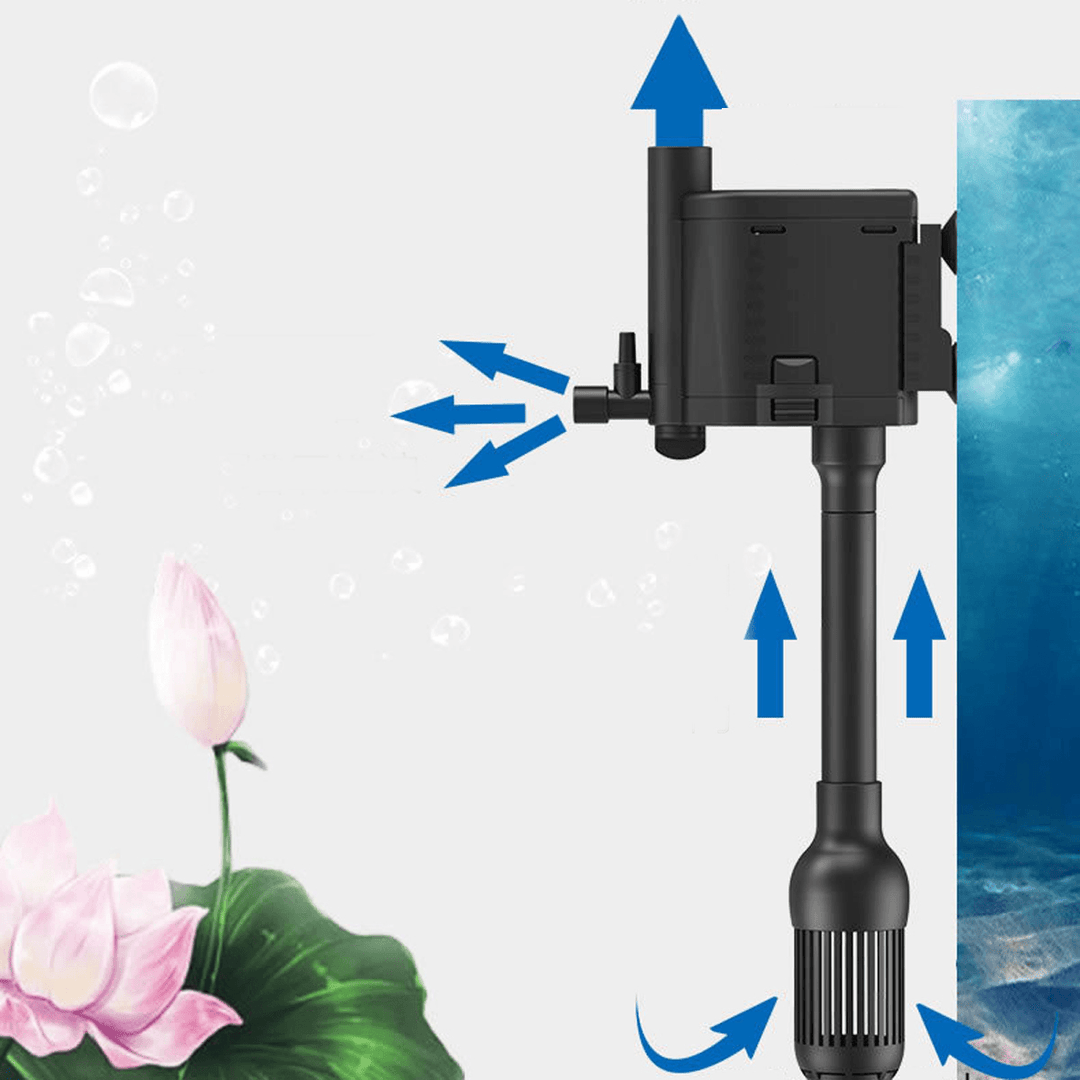 3 in 1 Aquarium Submersible Fish Tank Pump Water Filter Oxygen Pump Water Circulation