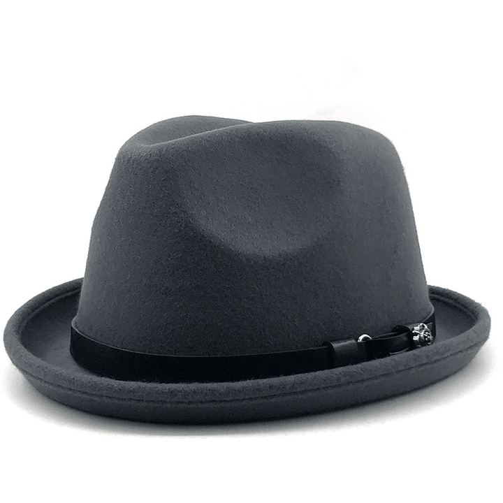 Top Hat Belt Buckle Black Woolen Hat Male British Jazz Hat Imitation Wool