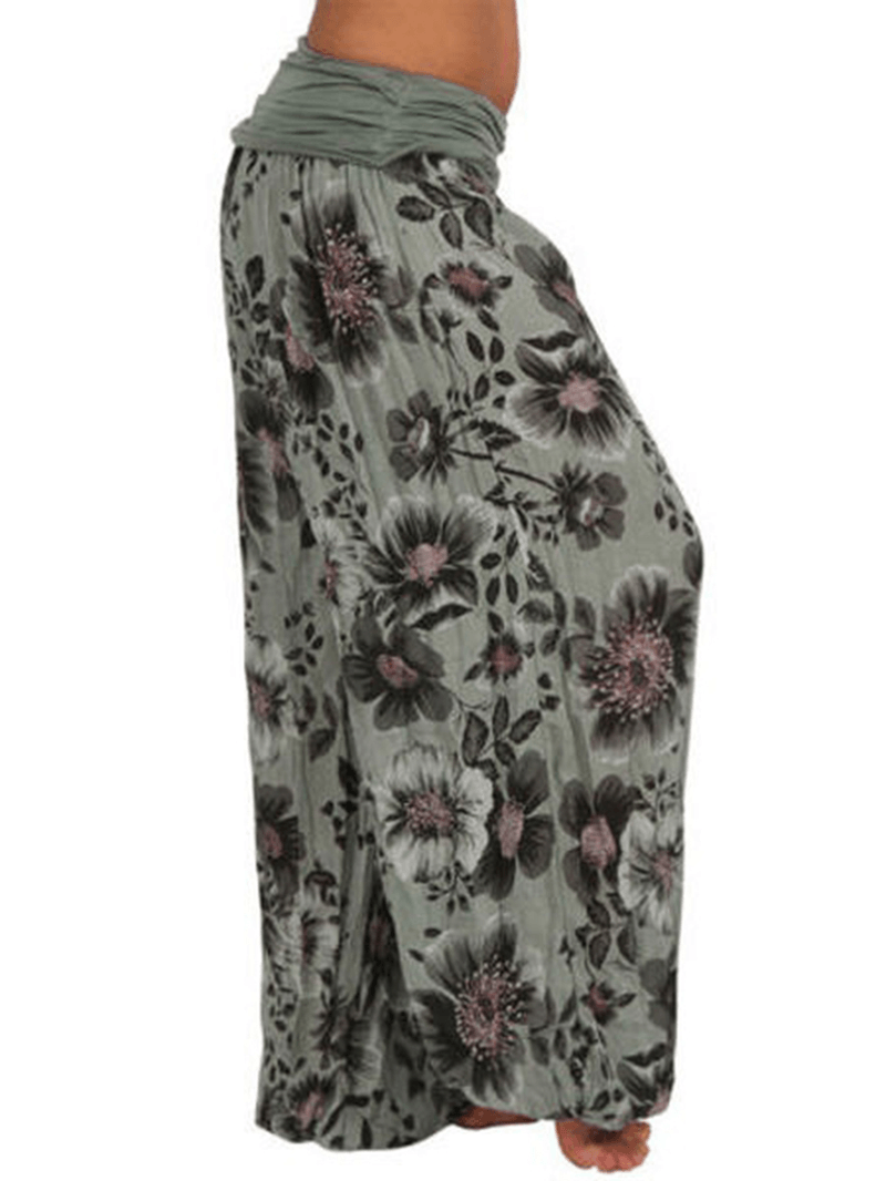 Women Floral Print Loose Casual Full Length Sport Pants