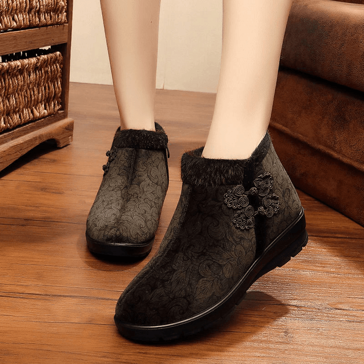 Winter Women Cotton Boots High Top Zipper Keep Warm Ankle Boots