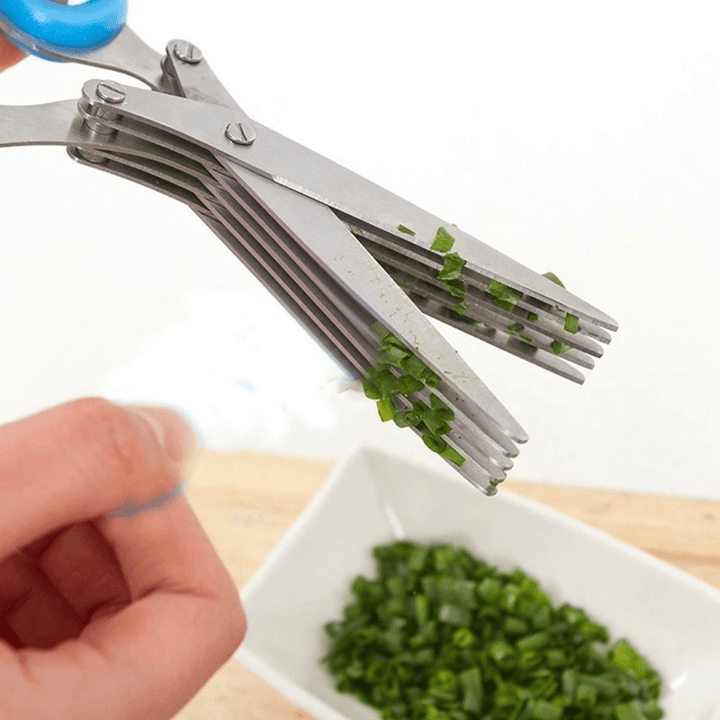 5 Layers Stainless Steel Scissors Multi-Layers Kitchen Scissors Scallion Cutter Herb Laver Spices Cook Tool for Kitchen Cutting Tool