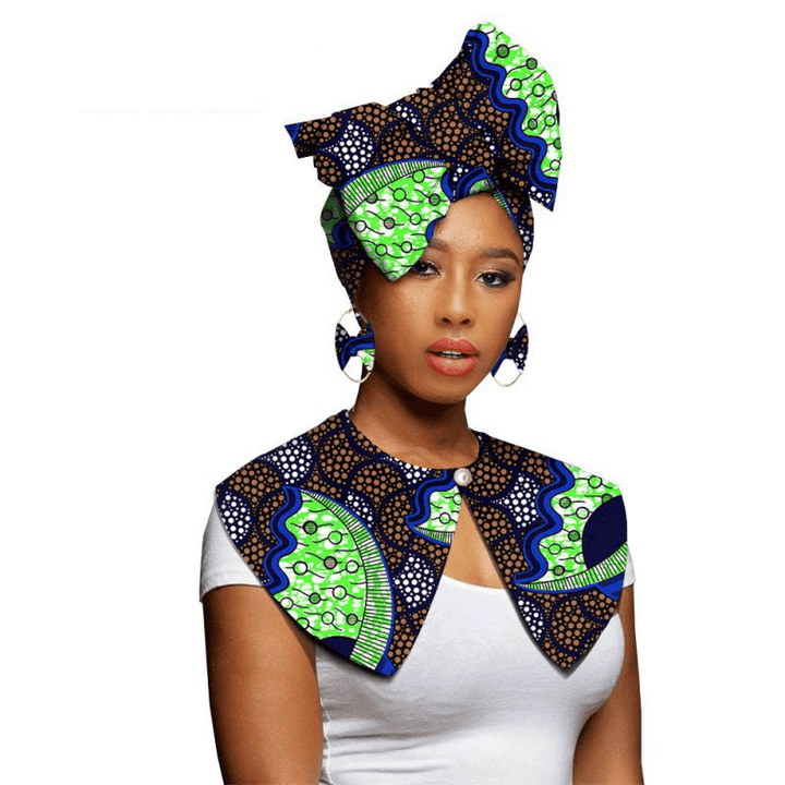 African Printing Batik Cotton Scarf Exaggerated Earrings Shawl African Earrings