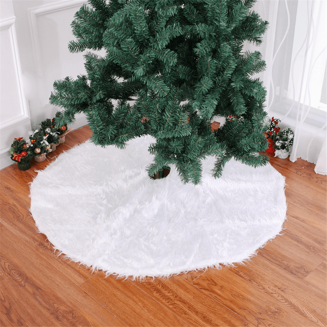 90Cm Snow Plush Christmas Tree Skirt Base Floor Mat Cover Christmas Party Decorations