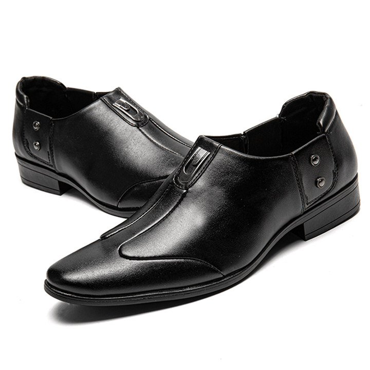 Men Breathable Pointed Head Comfy Slip-On Business Dress Shoes