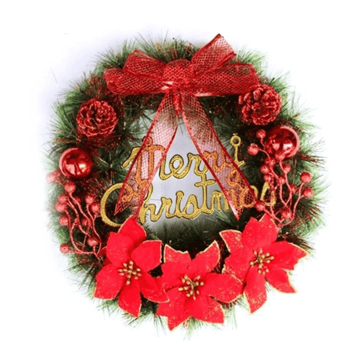 2020 Christmas Wreath Garland Merry Christmas Front Door Wreath Artificial Plants Flower Wall Window Hanging Ornament