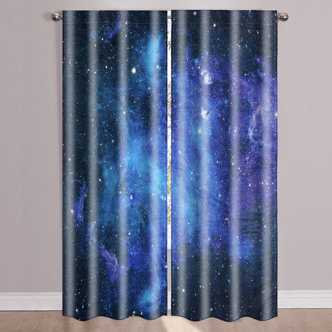 2 Panel Blackout Blinds Thermal Insulated 3D Printed Galaxy Window Curtains Screens