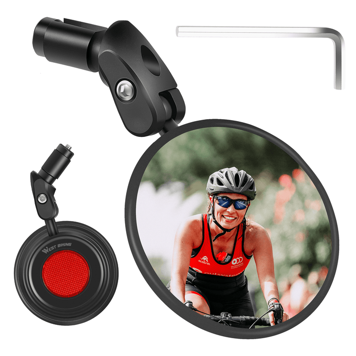 WEST BIKING 1 Pc Wide Range HD Bike Mirror Safe Crystal 360¬∞ Adjustable Blind Spot Rearview Mirror for 17.4-22Mm Handle Bar