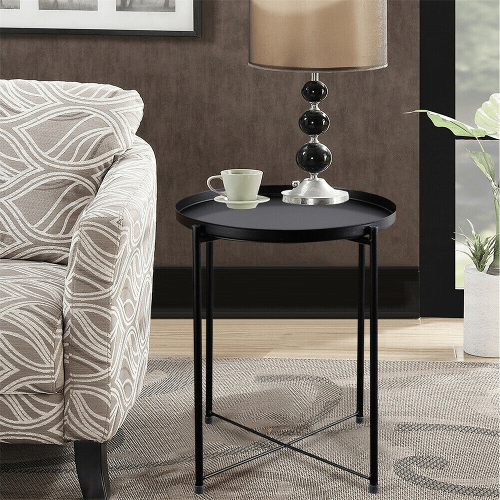 Iron Art round Side Tables Drawing Room Bedroom Indoor Outdoor Storage Portable Small Tea Table Home Office Supplies