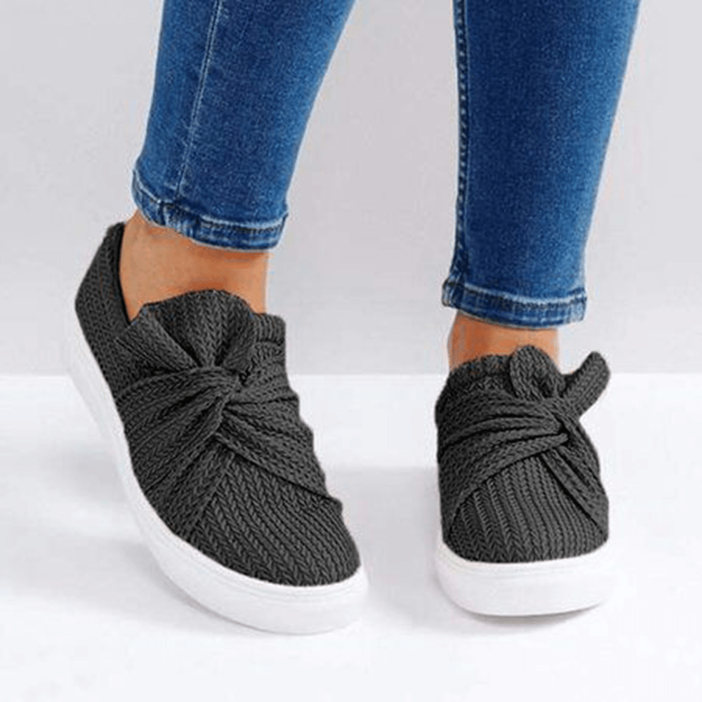 Women Breathable Knitting Knot Flat Loafers