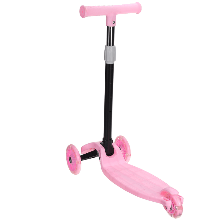 Kids 3 Wheel Foldable Scooters T-Bar Adjustable Riding Kick Scooters LED PU Flashing Wheels Exercise Balance for Kids Birthday