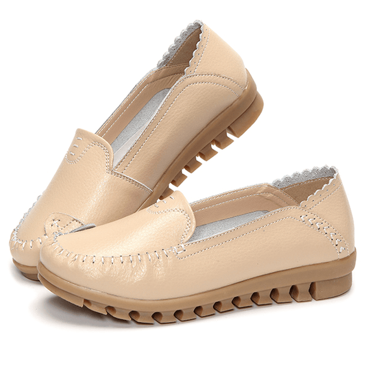 Soft Rubber Sole round Toe Pure Color Slip on Flat Loafers