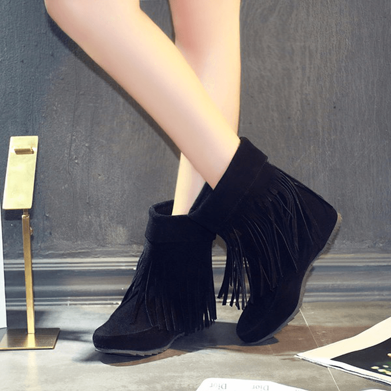 US Size 5-12 Women Suede Boot Outdoor Casual Fashion Tassels Comfortable Short Boots