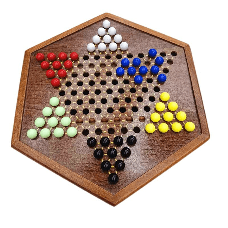 Children'S Educational Hexagonal Wooden Checker Board