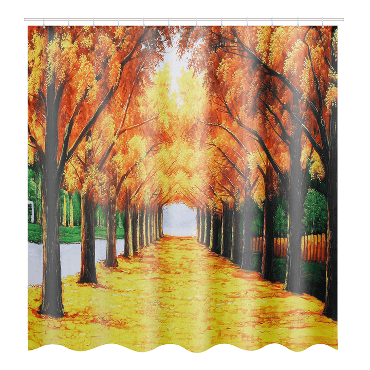 180X180CM Forest Waterproof Shower Curtain Bathroom Toilet Lid Seat Cover Bath Mat Pad Set