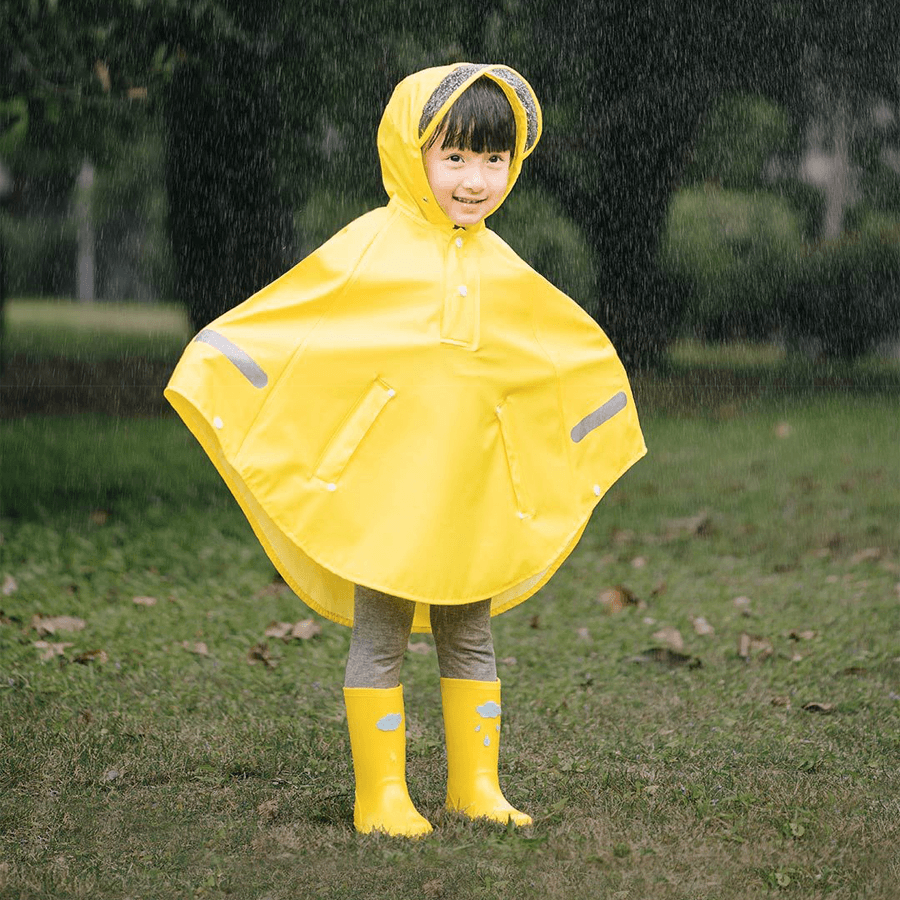 7Th Children Cloak Raincoat Boy Girls Waterproof Poncho with 3M Reflection Strip for Children Rain Coat - MRSLM