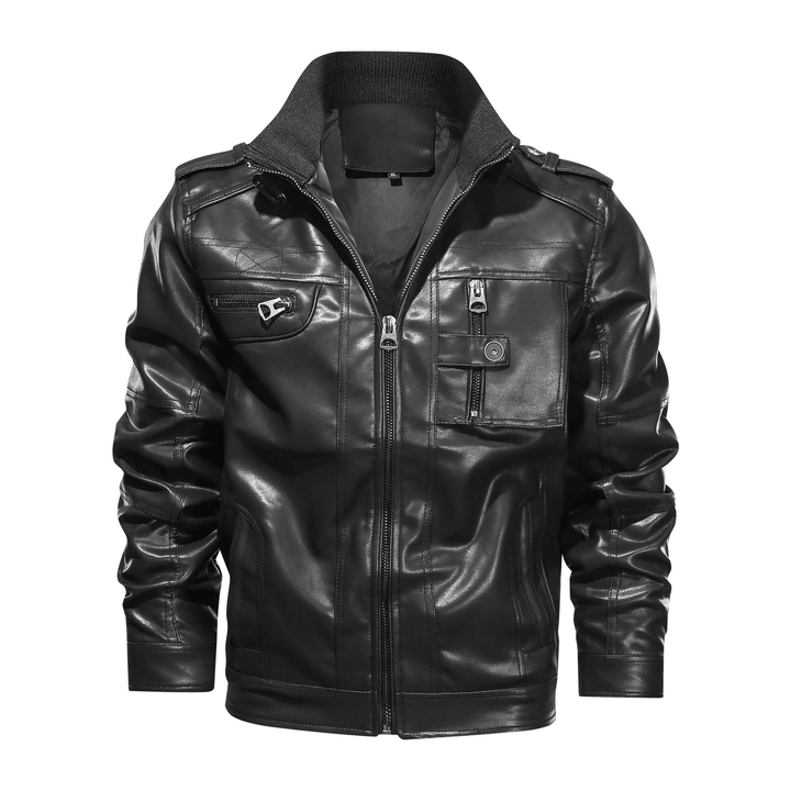 Men'S Leather Jacket Jacket Large Size Stand-Up Collar Leather Clothing Trend