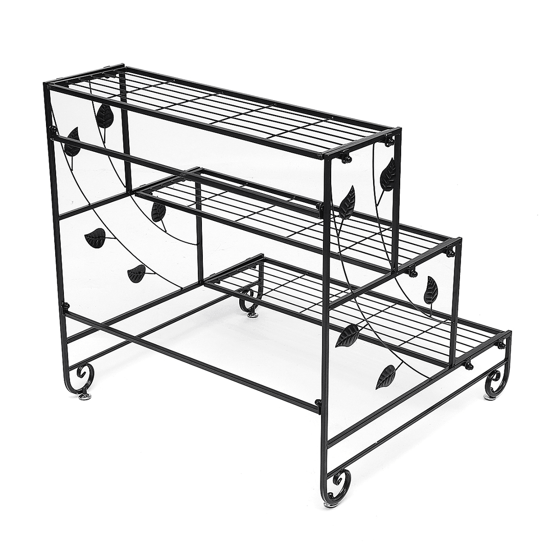 Iron Fower Stand Floor Multi-Layer Plants Rack 3 Tiers Ladder Shelves Bookshelf Flower Pot Stand for Balcony Living Room