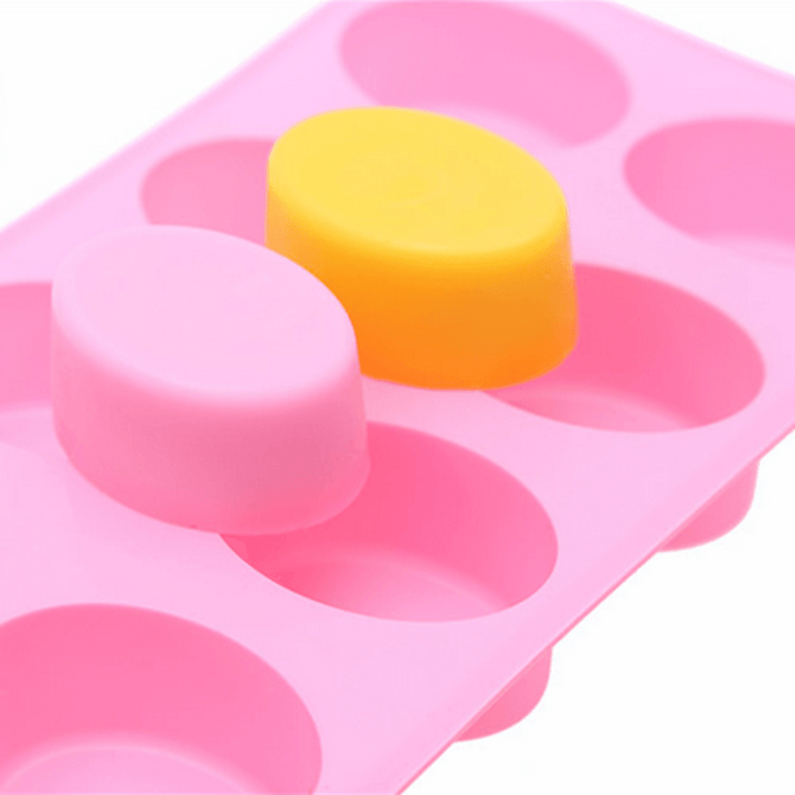 8-Cavity Oval Soap Mold Silicone Chocolate Mould Tray Homemade Muffin Making Tool Baking Mould