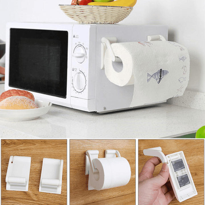 Honana Magnetic Reel Holder Towel Napkin Rack Refrigerator Side Wall Roll Paper Stand Wall Hanging Paper Towel Holder Kitchen Bathroom