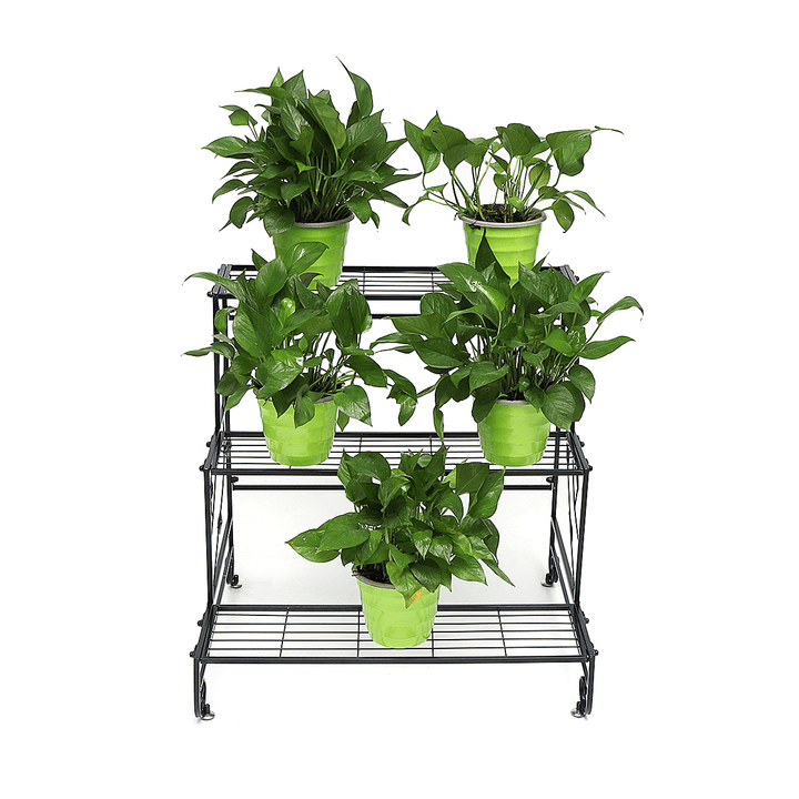 Iron Fower Stand Floor Multi-Layer Plants Rack 3 Tiers Ladder Shelves Bookshelf Flower Pot Stand for Balcony Living Room