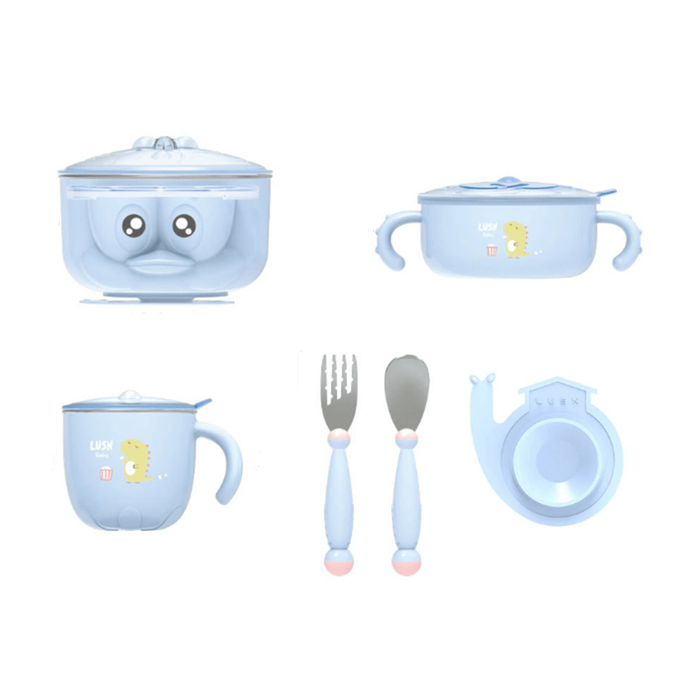 RUSHAN L-SCJ001 Happyduck 5PCS Baby Insulation Tableware Set Kids Bowl Spoon Fork Salad Bowl Milk Cup from Xiaomi Youpin