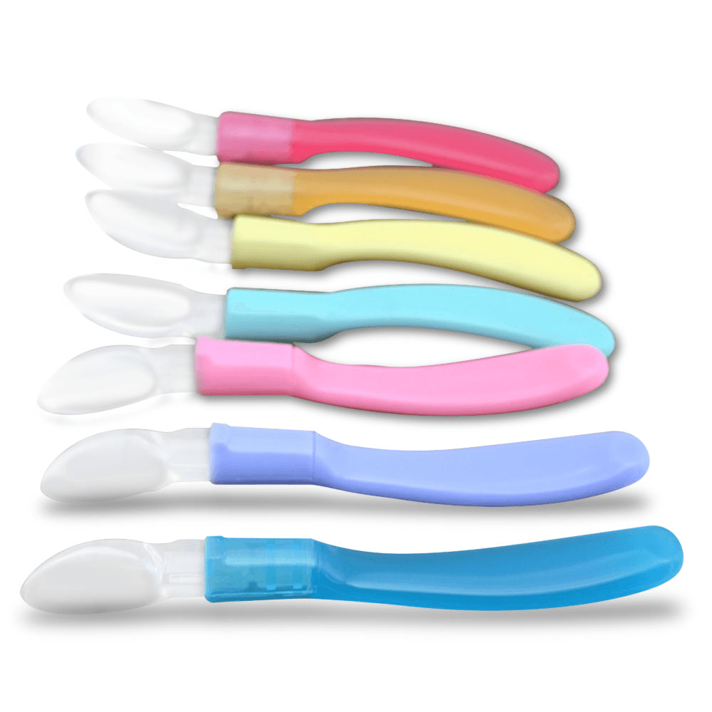 2PCS / Set Baby Silicone Soft Head Feeding Spoon with Storage Box Baby Special Spoon Safe and Non-Toxic with Box