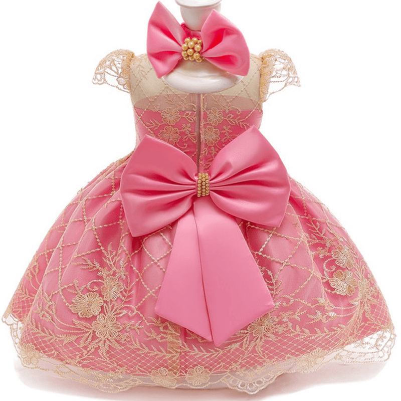 Baby Princess Dress 1-3 Years Old Dress Gold Lace - MRSLM