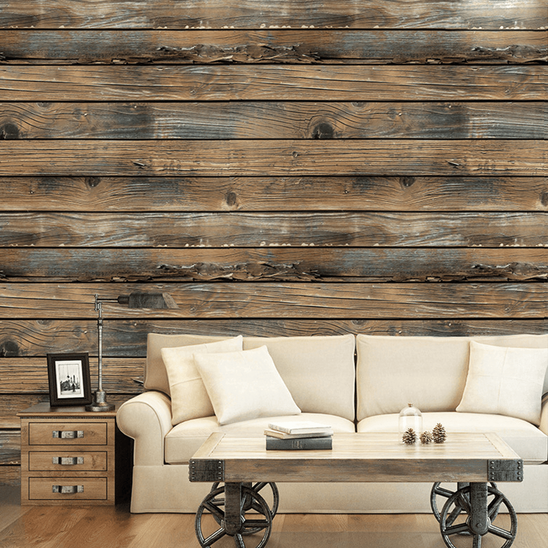 3D Retro Wood Planks Wallpaper Wall Decor Home Indoor Stick Self-Adhesive