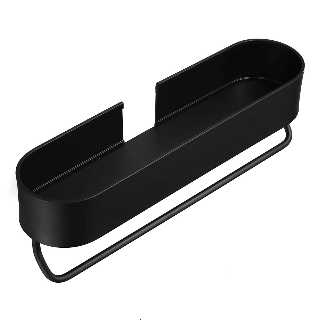 Black Bathroom Shelf 30-50Cm Kitchen Wall Shelves Basket Storage Rack Towel Bar